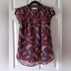 Loft ruffled accent top